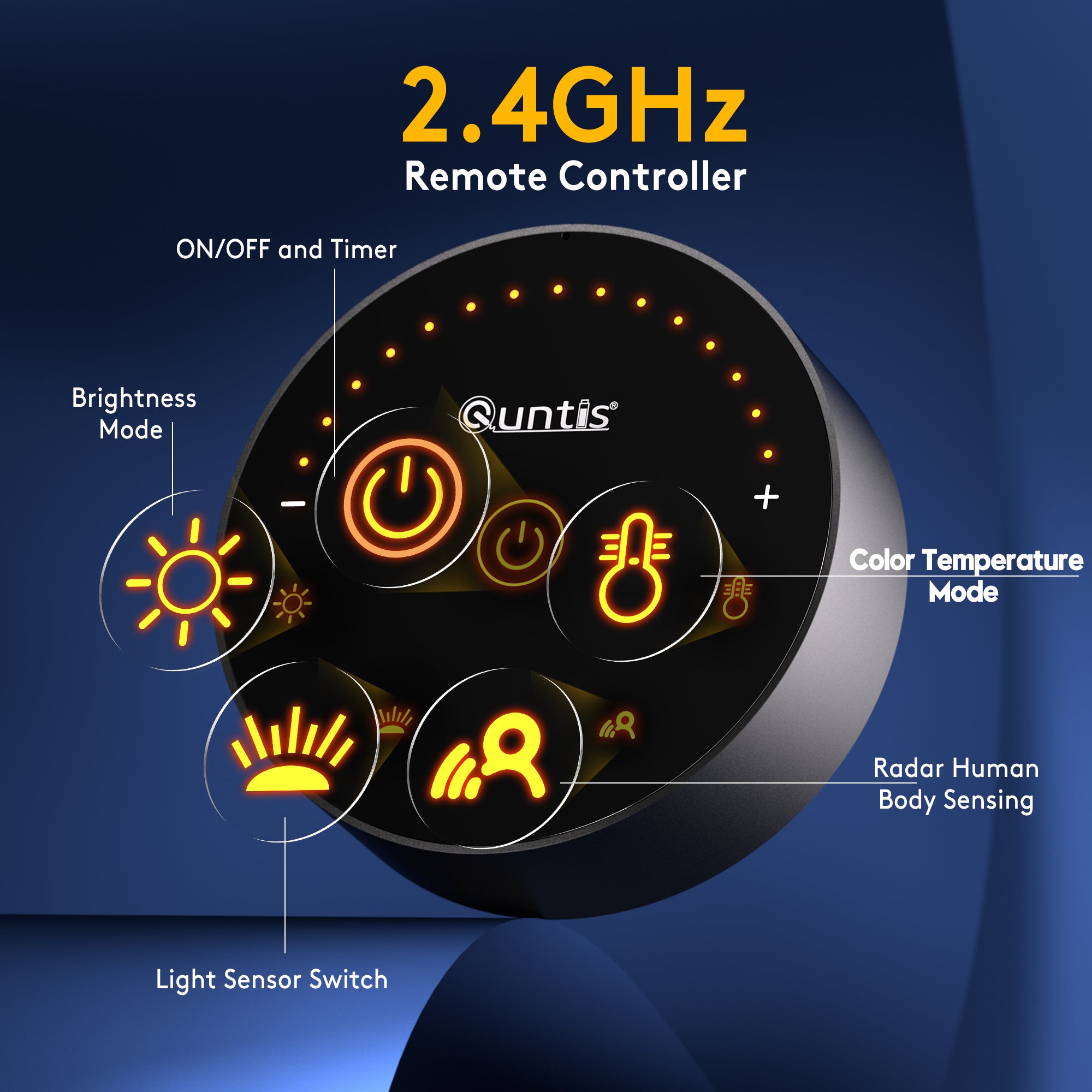 Quntis ScreenLinear Radar Pro+ Monitor Light Bar with Remote – 20.1" Asymmetric LED Screen Light, Motion Sensor, Remote Touch Control, High-CRI Eye-Care Illumination, Stepless Dimming, Grey