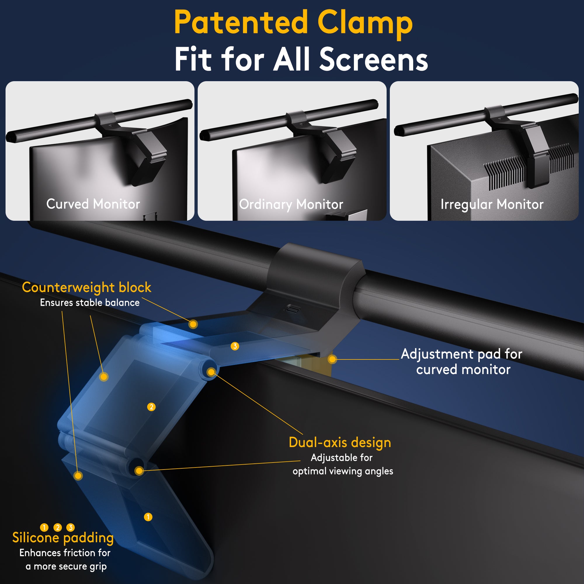 Quntis ScreenLinear Radar Pro+ Monitor Light Bar with Remote – 20.1" Asymmetric LED Screen Light, Motion Sensor, Remote Touch Control, High-CRI Eye-Care Illumination, Stepless Dimming, Grey