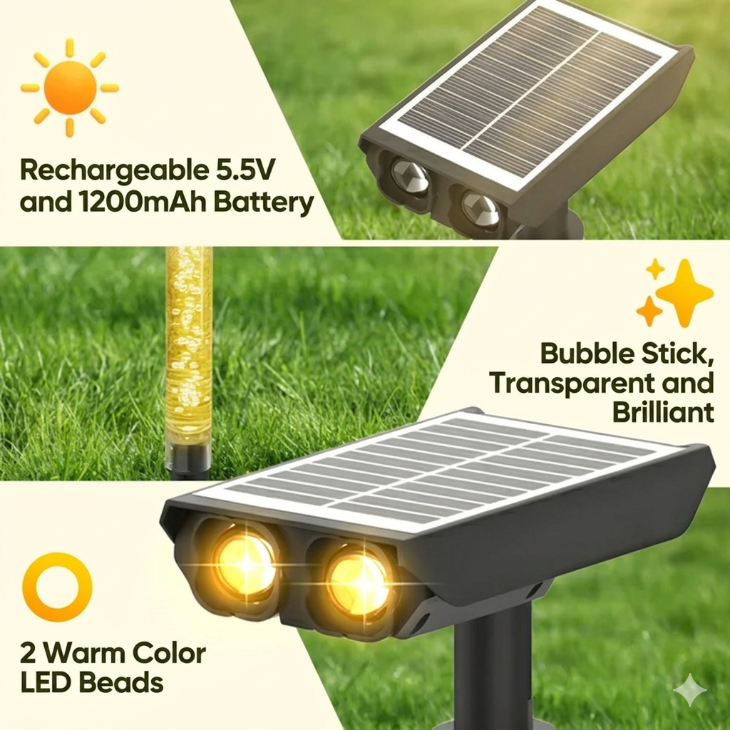 Adjustable Solar Powered Outdoor Garden Spotlights, IP65 Waterproof Landscape Lighting
