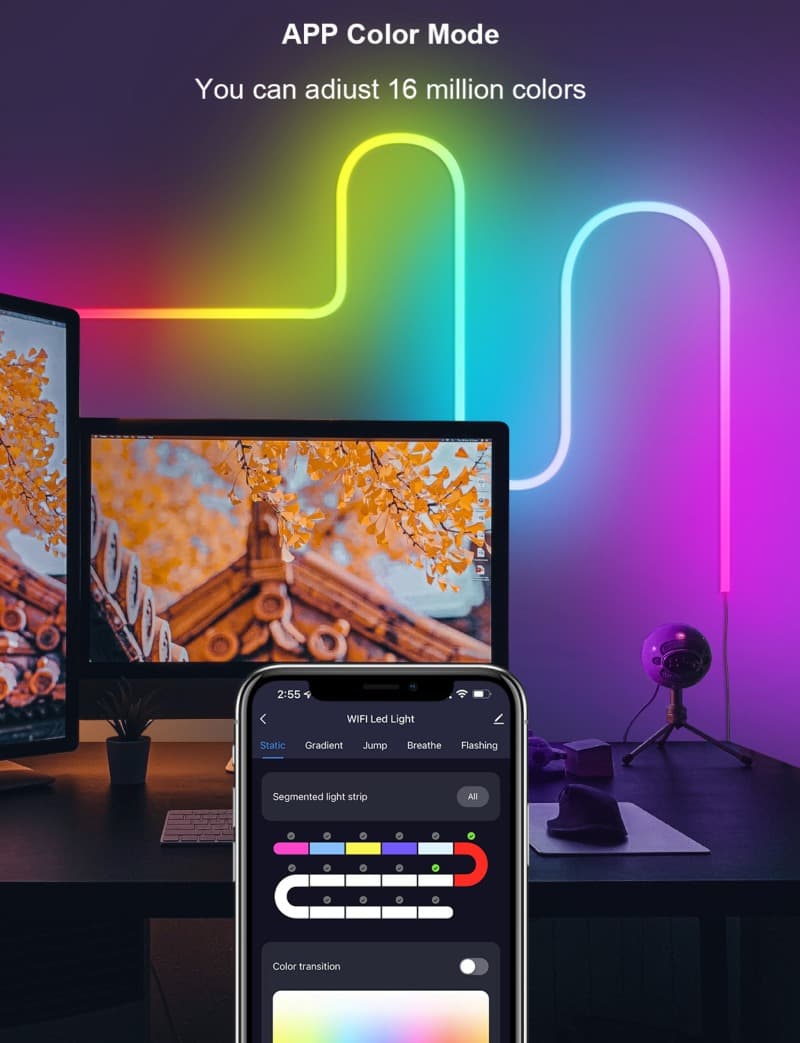 RGB LED Wall Light＆Neon Rope Lights,WL004 - Quntis