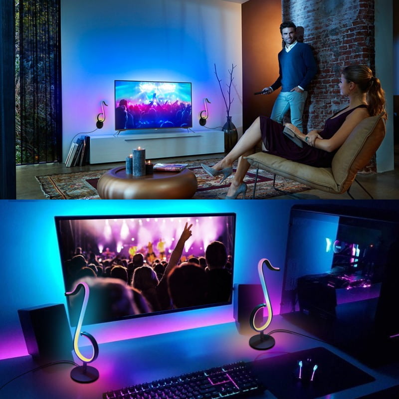 स्मार्ट RGB ऐप रिमोट कंट्रोल, सिम्फनी एटमॉस्फियर लाइट LED नाइट लाइट 180° रोटेशन डेस्कटॉप बेडसाइड होम डेकोर लैंप