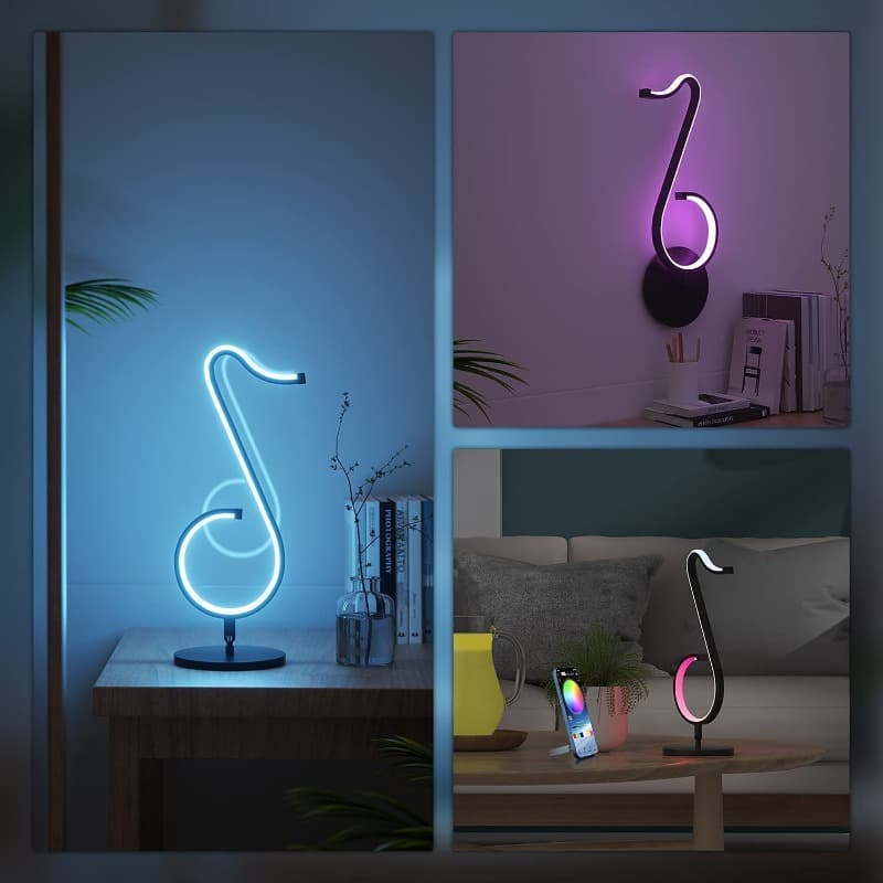 स्मार्ट RGB ऐप रिमोट कंट्रोल, सिम्फनी एटमॉस्फियर लाइट LED नाइट लाइट 180° रोटेशन डेस्कटॉप बेडसाइड होम डेकोर लैंप