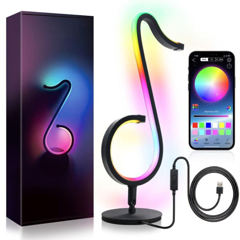 स्मार्ट RGB ऐप रिमोट कंट्रोल, सिम्फनी एटमॉस्फियर लाइट LED नाइट लाइट 180° रोटेशन डेस्कटॉप बेडसाइड होम डेकोर लैंप