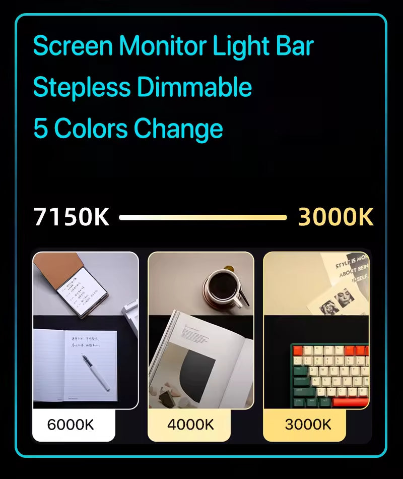 16.54In RGB lighting sync sound voice music computer gaming ambient monitor light bar screen lamp for computer screen office