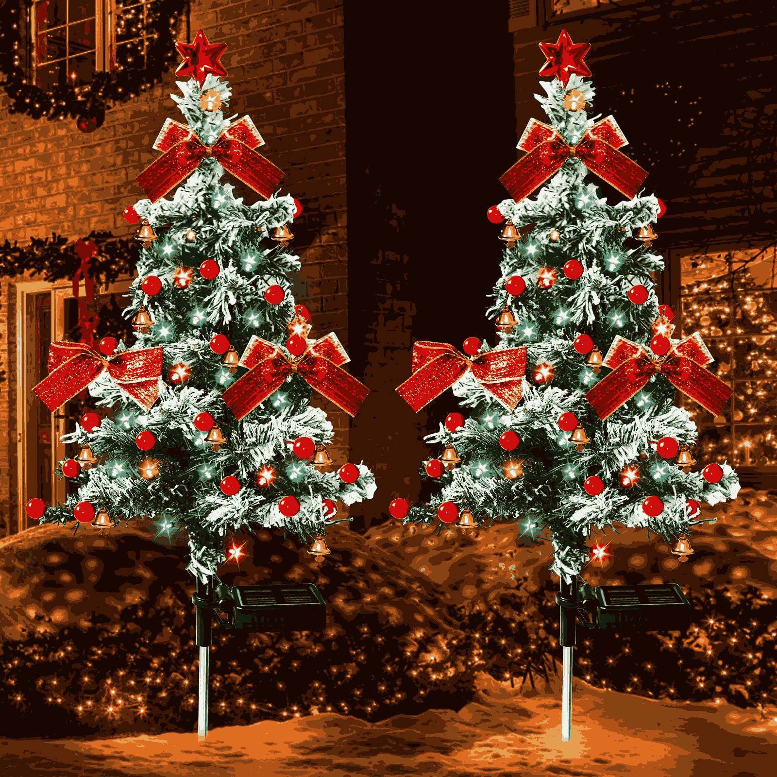 Colorful Solar-Powered Christmas Stake Lights, Christmas Tree Shaped Lights for Garden, Brighten Up Outdoor Decor, Festive Christmas Stake Lights, Yard, Lawn, Holiday Decorations