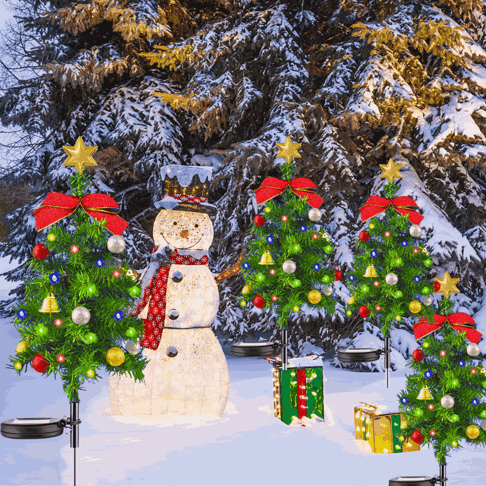 Colorful Solar-Powered Christmas Stake Lights, Christmas Tree Shaped Lights for Garden, Brighten Up Outdoor Decor, Festive Christmas Stake Lights, Yard, Lawn, Holiday Decorations