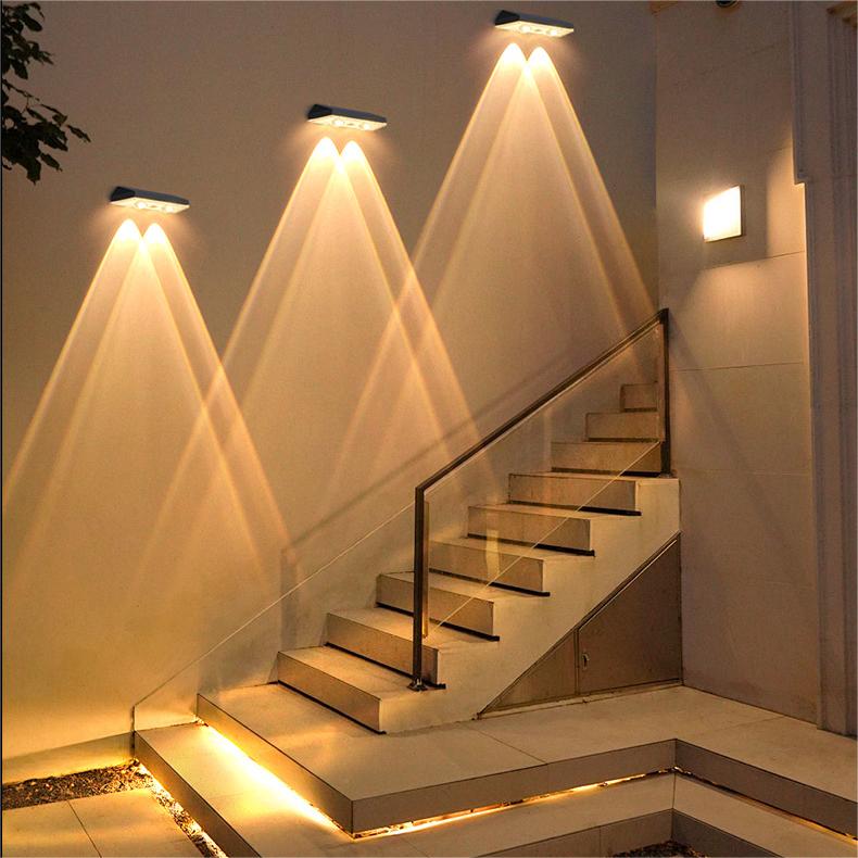 Solar Fence Lights Outdoor, Warm White & RGB LED Lights, Waterproof Solar Deck & Railing Lights for Patio, Stairs, Yard, and Backyard