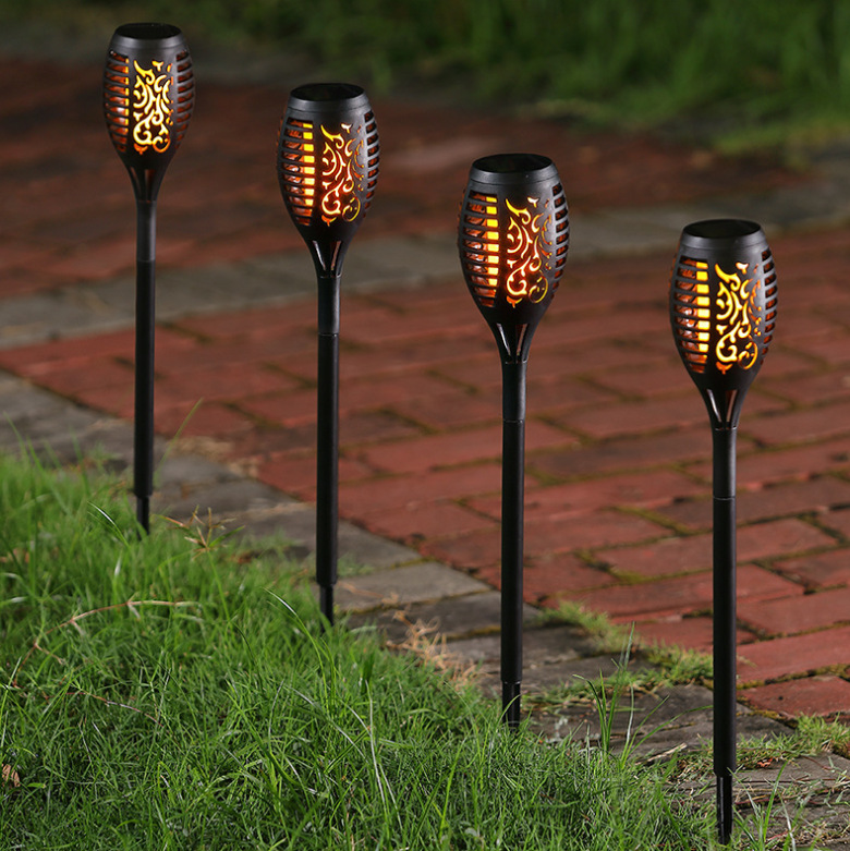 Solar Spot Light Waterproof Flickering Flames Torches Lights Outdoor Landscape Decoration Lighting Solar Spotlights Security Torch Light for Garden Patio Yard Driveway