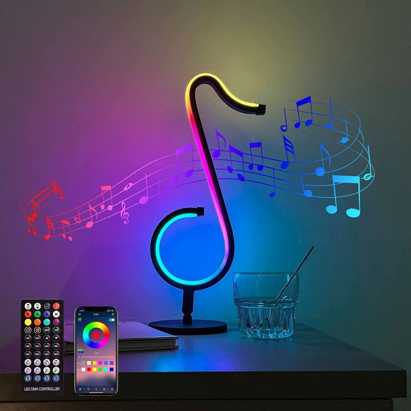 स्मार्ट RGB ऐप रिमोट कंट्रोल, सिम्फनी एटमॉस्फियर लाइट LED नाइट लाइट 180° रोटेशन डेस्कटॉप बेडसाइड होम डेकोर लैंप