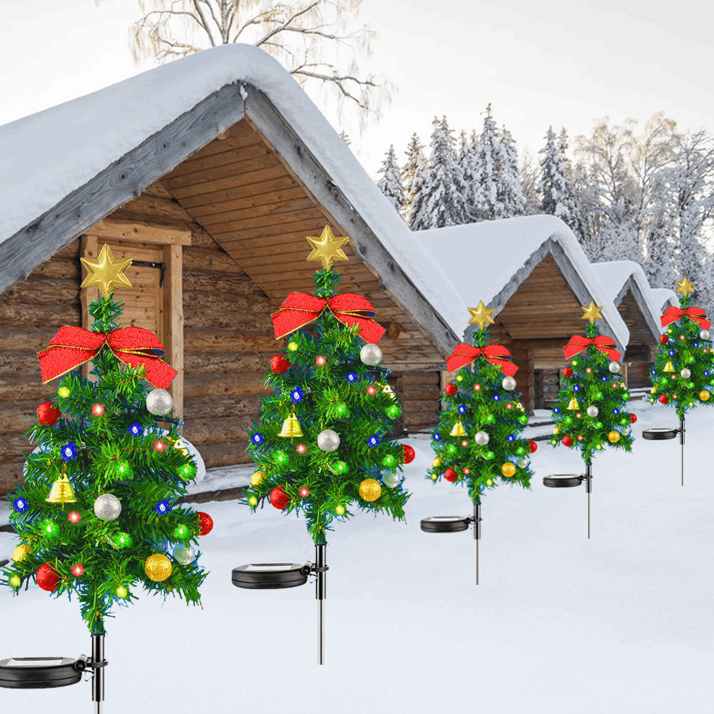 Colorful Solar-Powered Christmas Stake Lights, Christmas Tree Shaped Lights for Garden, Brighten Up Outdoor Decor, Festive Christmas Stake Lights, Yard, Lawn, Holiday Decorations