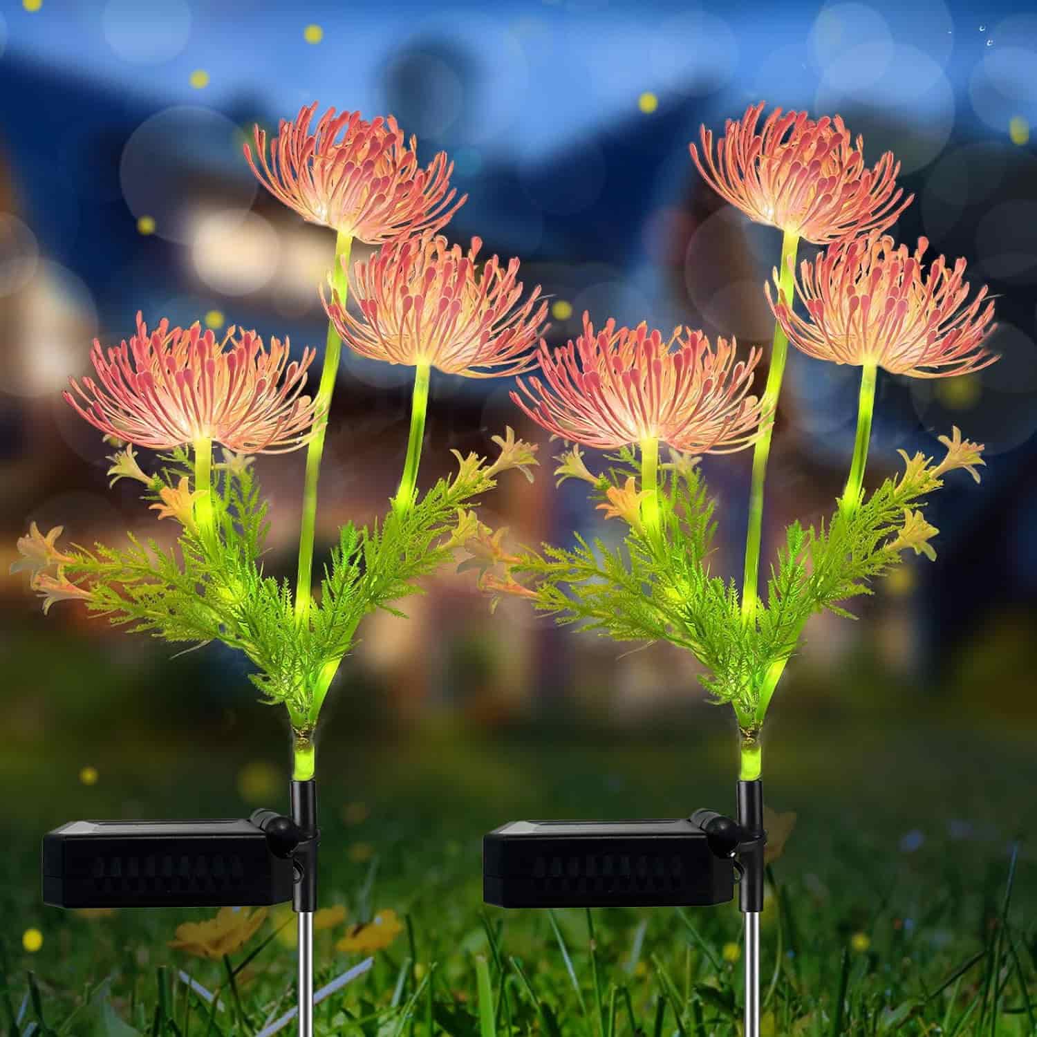 Warmweiße Solarblumen-Gartenlichter – Außen dekorative Solarlichter mit blinkenden und konstanten Modi für den Garten