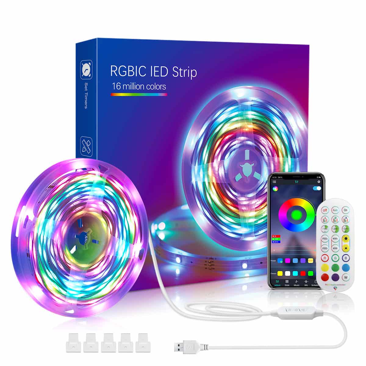 Music Sync RGBIC LED Strip Lights – Color Changing LED Lights for Bedroom & Indoor Decor