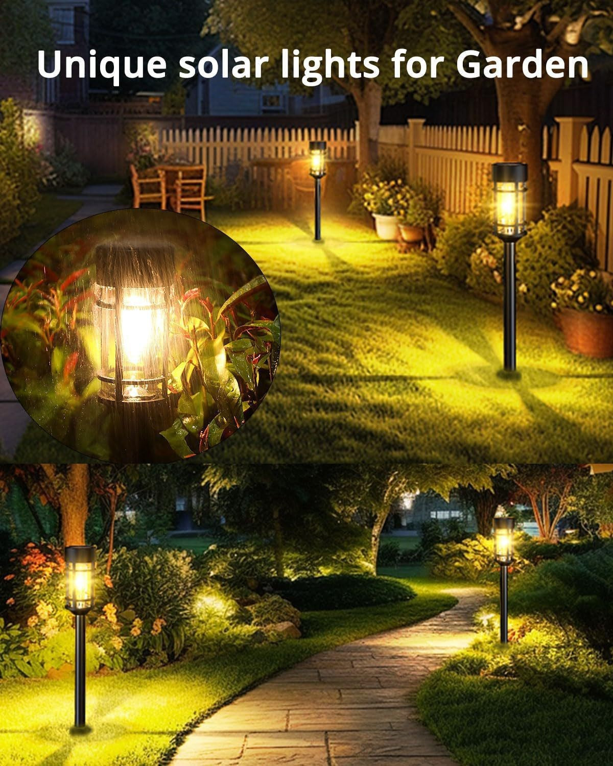 Solar Filament Outdoor Pathway Lights, Waterproof Lawn & Garden Landscape Lighting