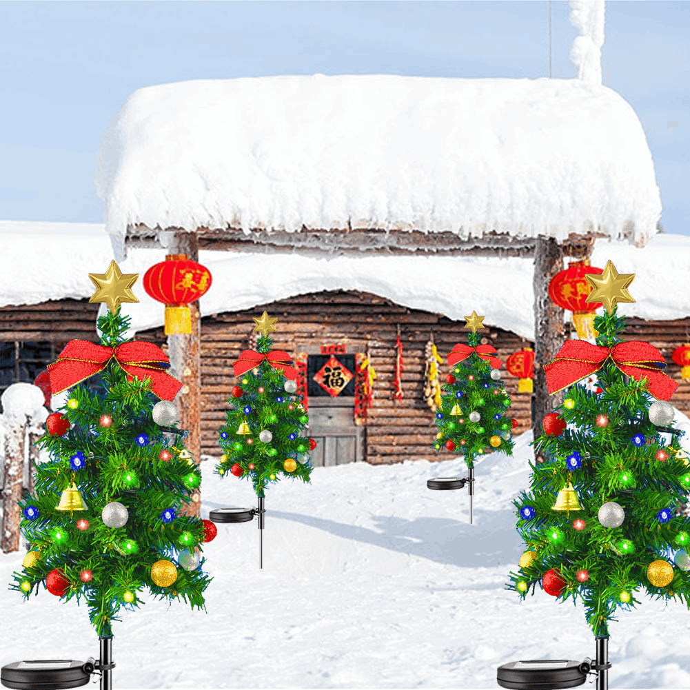 Colorful Solar-Powered Christmas Stake Lights, Christmas Tree Shaped Lights for Garden, Brighten Up Outdoor Decor, Festive Christmas Stake Lights, Yard, Lawn, Holiday Decorations