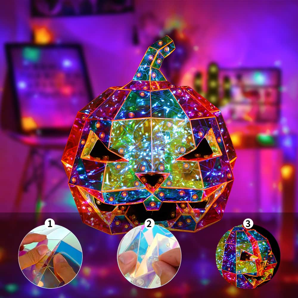 Colorful Glowing Pumpkin Light, Multicolored LED Jack-o'-Lantern, Indoor and Outdoor Halloween Decor, LED Halloween Pumpkin, Festive Haunted House Decoration, Halloween Party Lighting