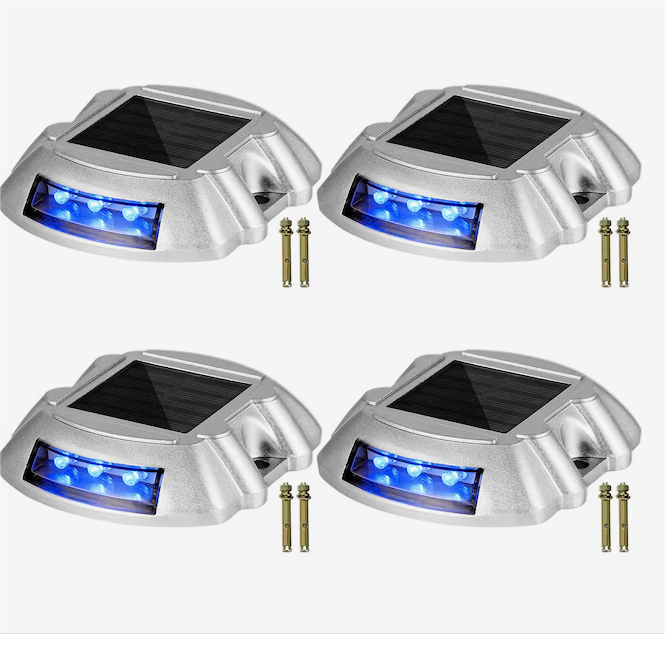 सौर ड्राइववे लाइट्स ब्राइट ब्लू विद स्क्रू सौर डेक लाइट्स आउटडोर डॉक लाइट्स फॉर पाथ वार्निंग गार्डन वॉकवे साइडवॉक स्टेप्स