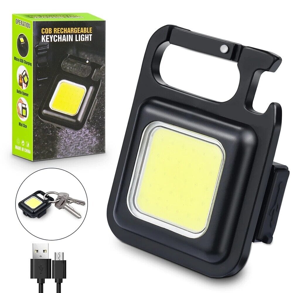 Prime Day Sale LED Mini Taschenlampe Tragbare 500LM Taschenlicht USB Schlüsselanhänger Licht Hervorheben COB, 4 Lichtmodi, faltbarer Ständer Flaschenöffner und Magnet Angeln Wandern Camping