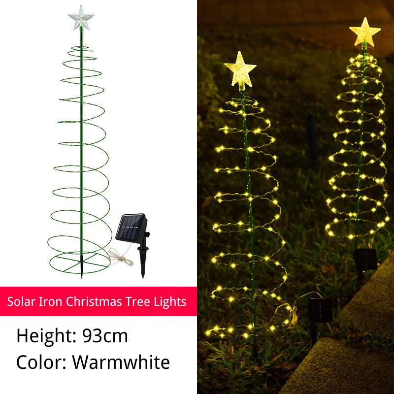 Solar Christmas Tree Lights – Iron Art Copper Wire Outdoor Star Lights, Garden, Lawn & Patio Solar Decoration, Holiday LED Lighting