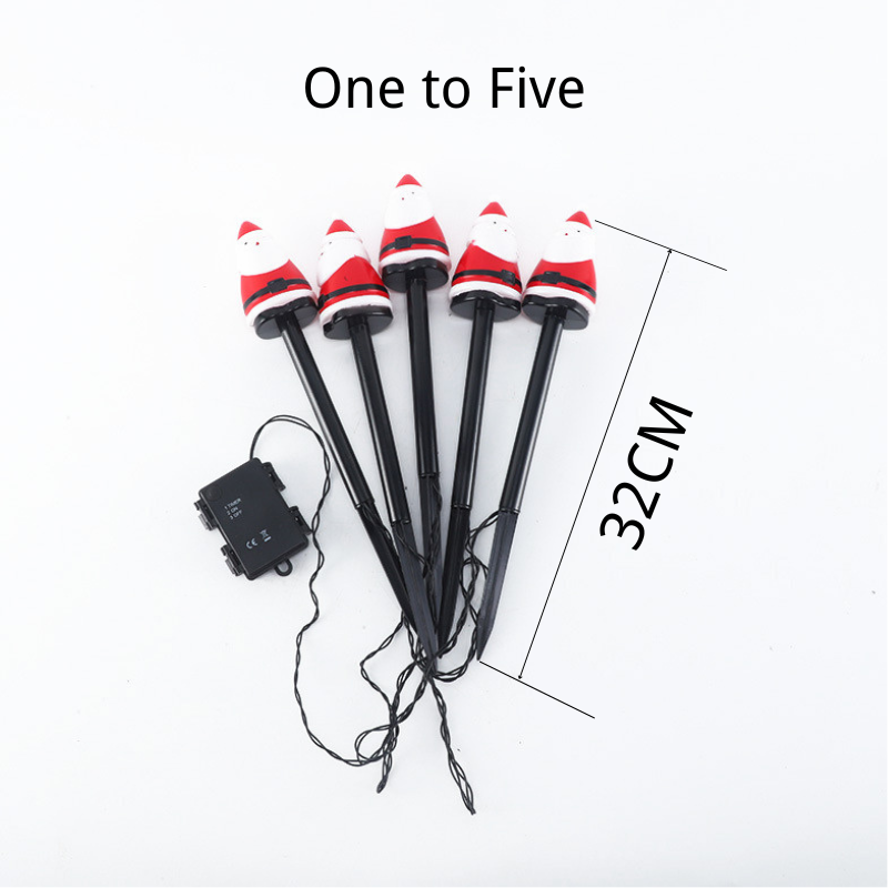 Santa Candy Cane 1-to-5 Stake Lights, Outdoor Lawn and Garden, Christmas Solar-Powered Decorative Lights, Yard and Patio Decor, Outdoor Solar Christmas Lights, Christmas Light Stakes