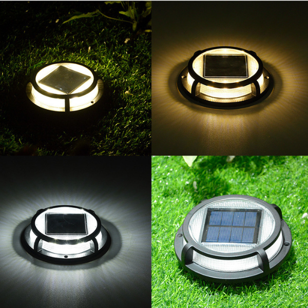 (4 Pack) Solar Ground Lights, 4-Sided LED Landscape Lights Outdoor, Waterproof Garden Lights, Yard Pathway Lighting, Solar Wall Corner Lights