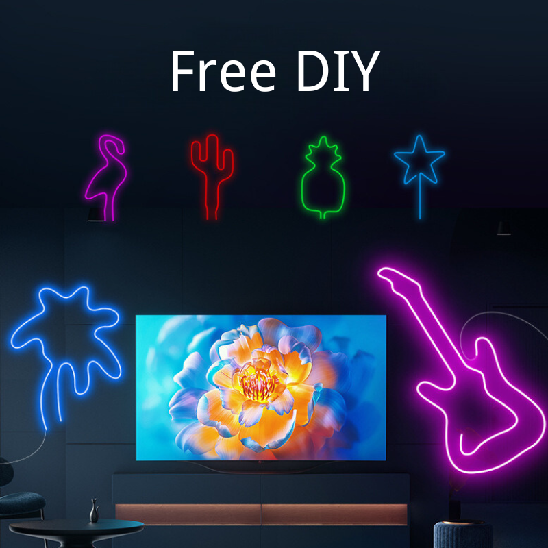 Tira de luz neón dinámica RGBIC 5V Bluetooth para música - 2m, 3m, 5m personalización de forma DIY, perfecta para la decoración de la sala de juegos