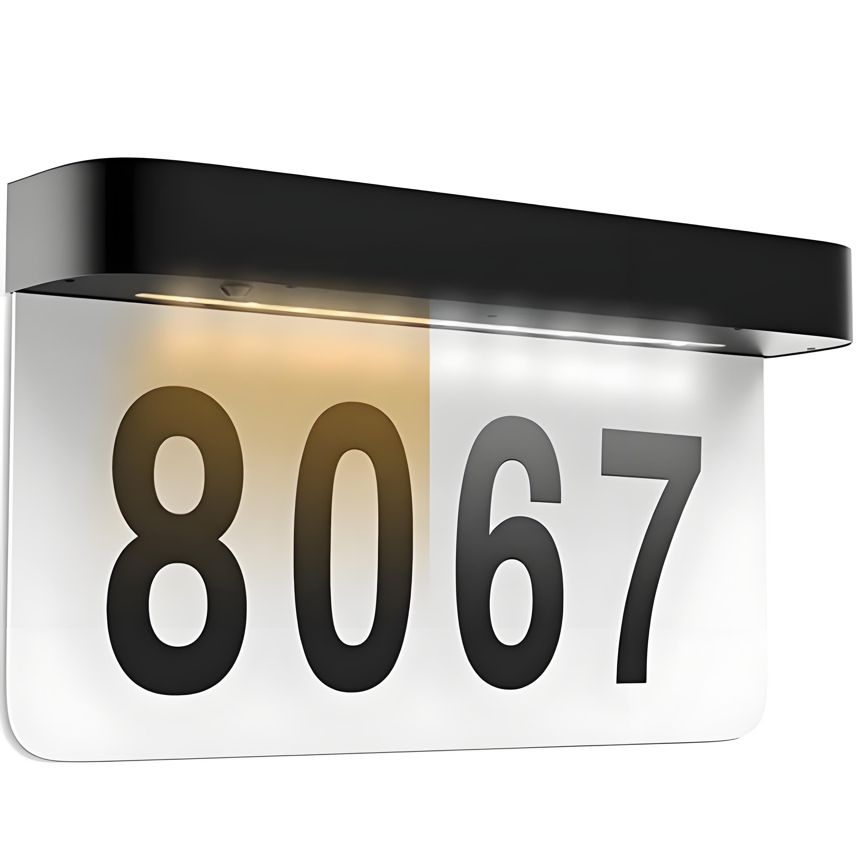 House Numbers Solar Powered, Address Plaques for House, LED Illuminated Waterproof Outside Address Sign 3000K Warm White LED