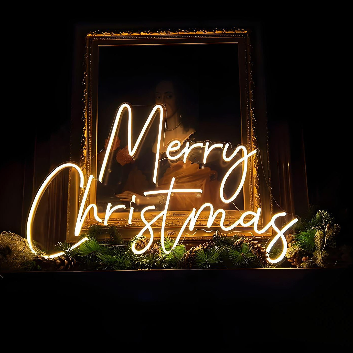 Merry Christmas LED Neon Sign Light, 3D Wall Art Decor, Plug Powered -