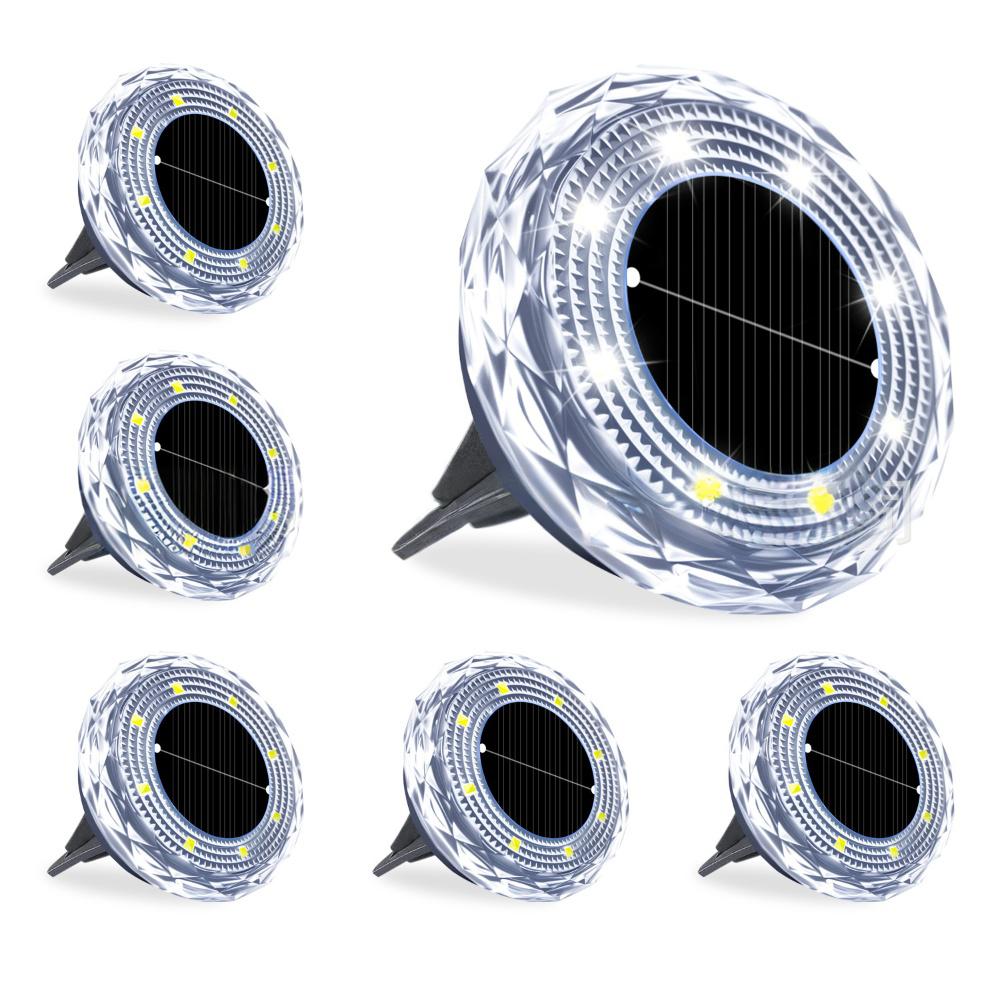 Solar Powered Diamond Ground Lights(4pcs) – Waterproof Outdoor Garden Pathway Lamps for Yard, Patio, and Lawn Decoration