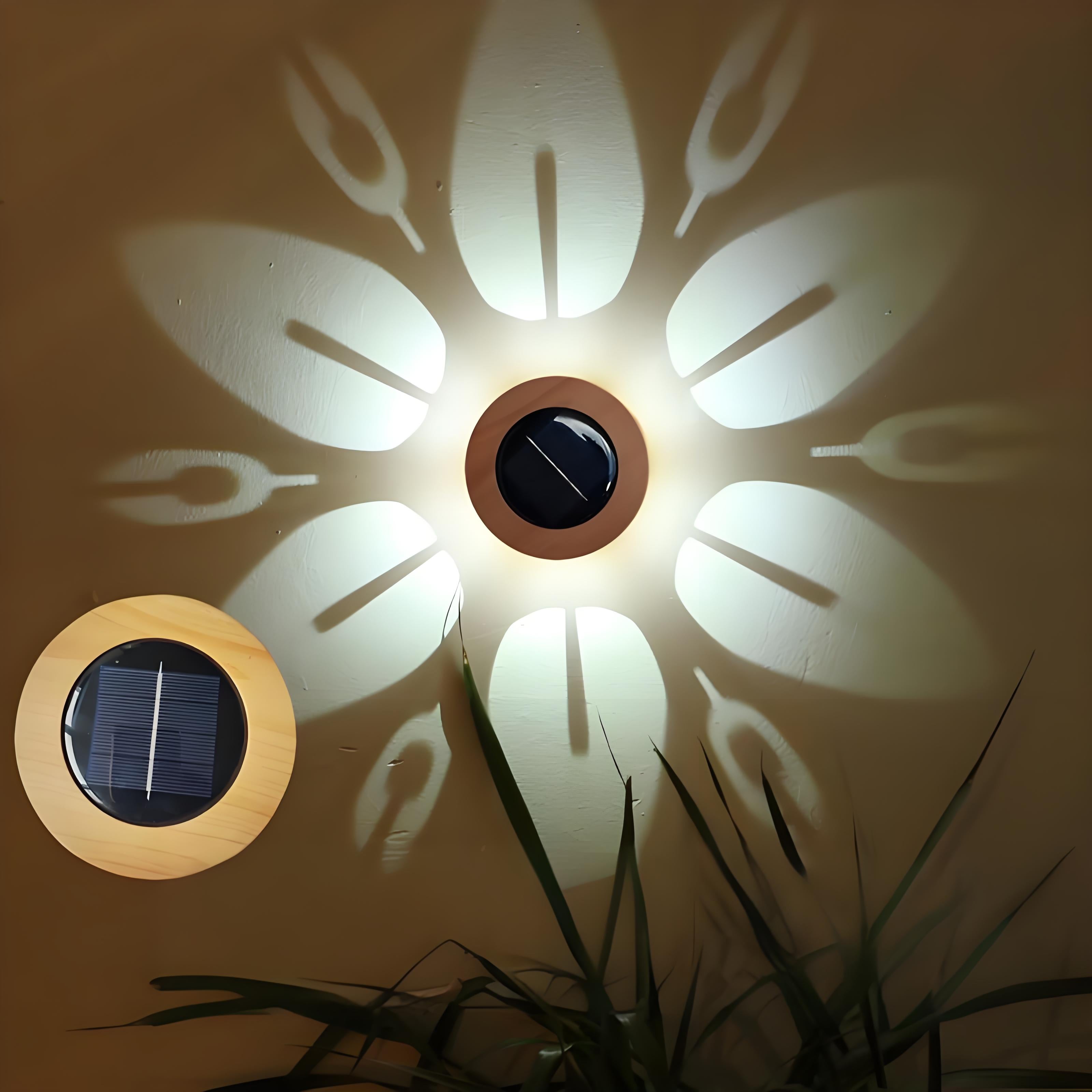 Solar-powered Outdoor Round Pattern Wall Washer Lights, a Must-have for Courtyard and Garden Landscape Ambiance Night Lights