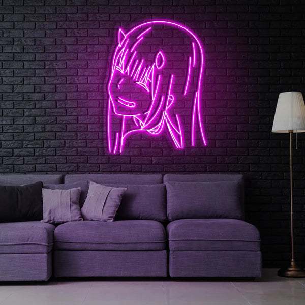 Purple Anime Girl Neon Sign for Bedroom and Gaming Room Decor