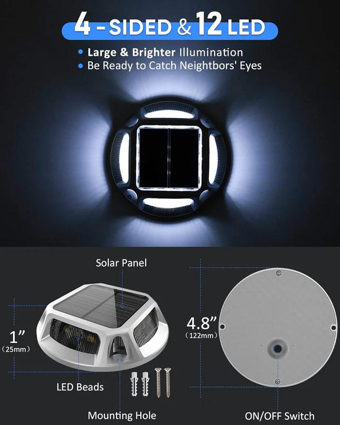 Quntis IP68 Warm White&Cool White Solar Deck & Pathway Lights – Waterproof LED Step Lights with Dusk-to-Dawn Auto On/Off, Perfect For Stairs, Fence, Patio & Walkways