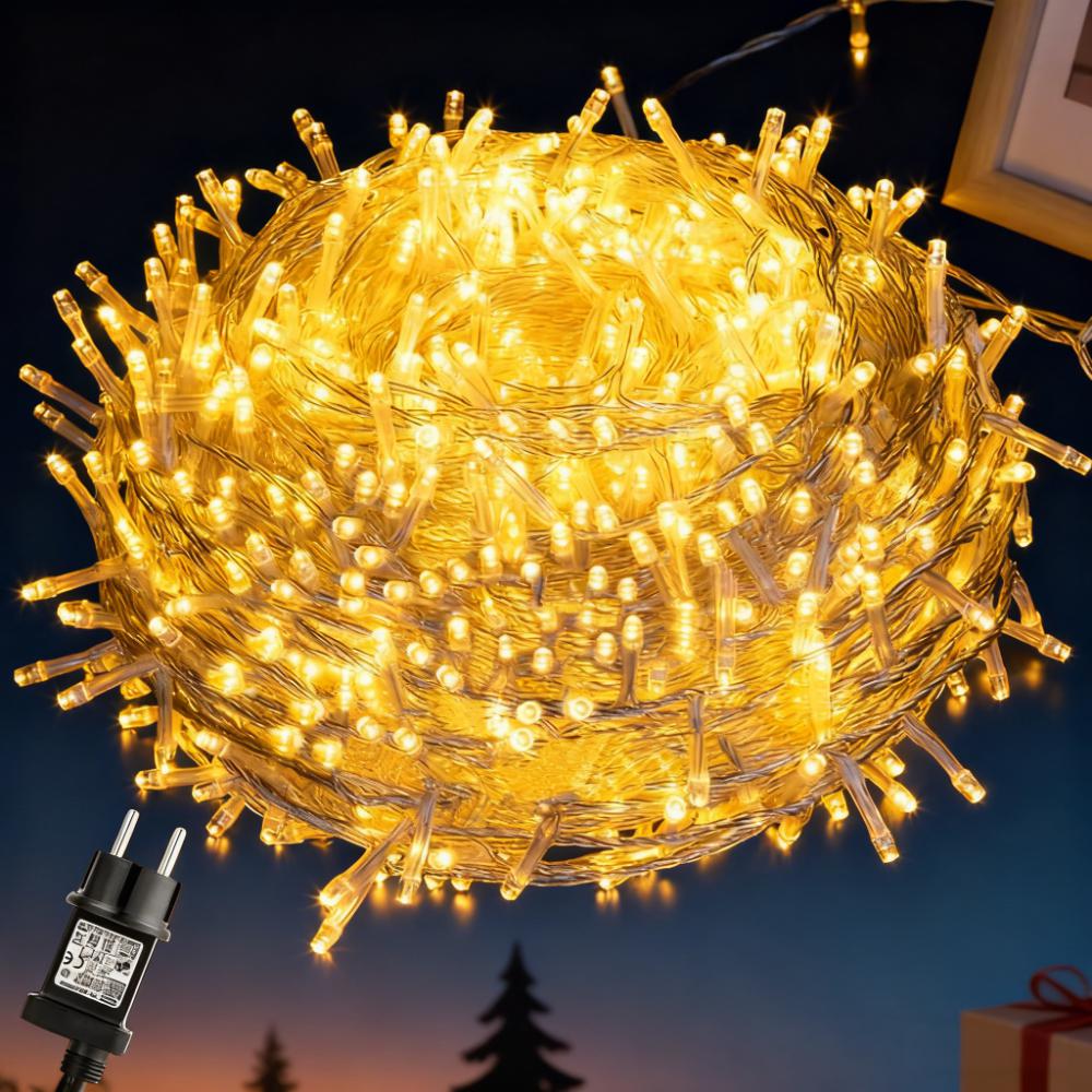Quntis 100M (328ft) 500 LED wasserdichte Lichterkette – EU-Standard Außen Weihnachts- und Feiertagsdekoration