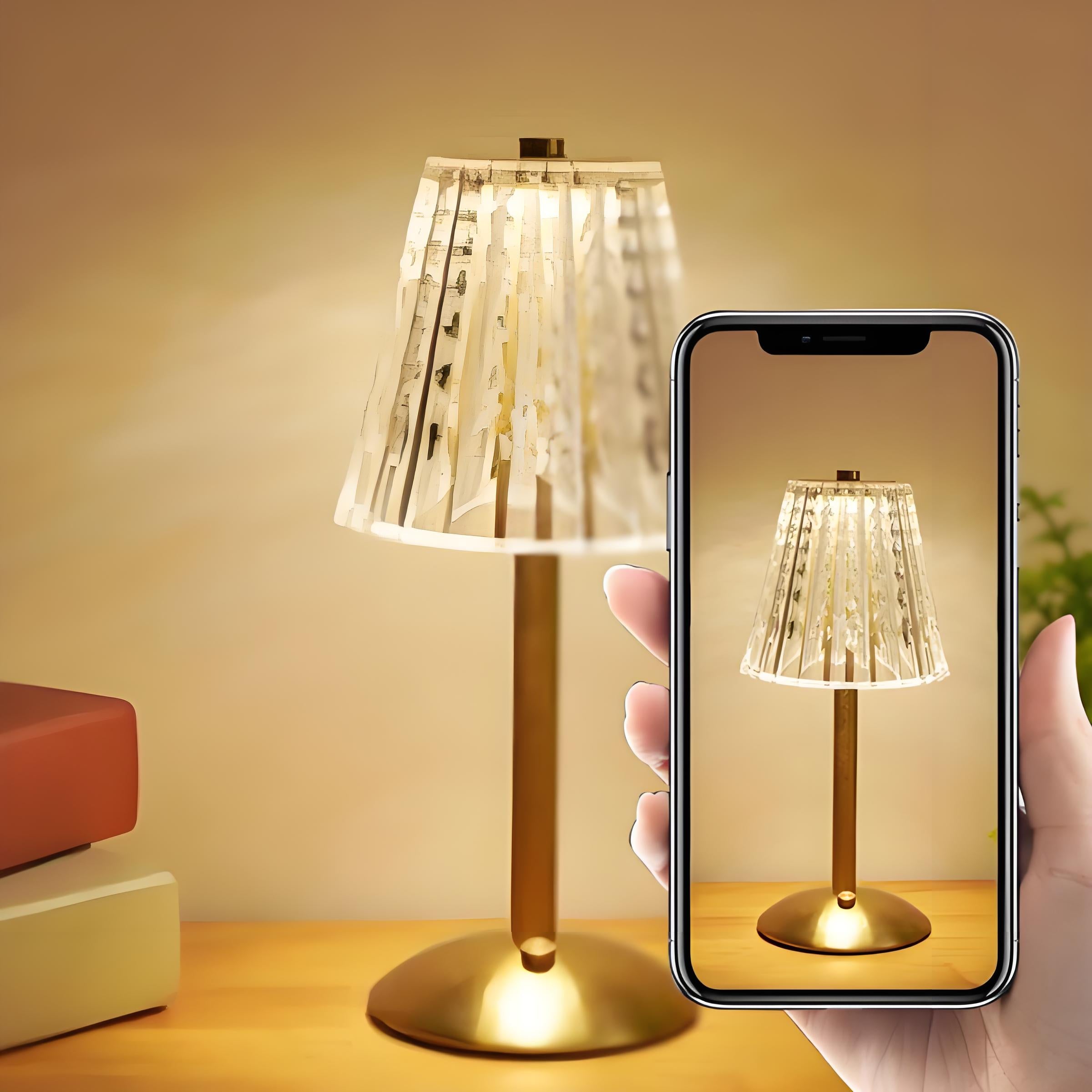 Minimalist Metal Luxury Touch Table Lamp, Creative Diamond Bedroom Nightstand Light, Elegant Touch Control Ambience Lamp, LED Bedside Lamp