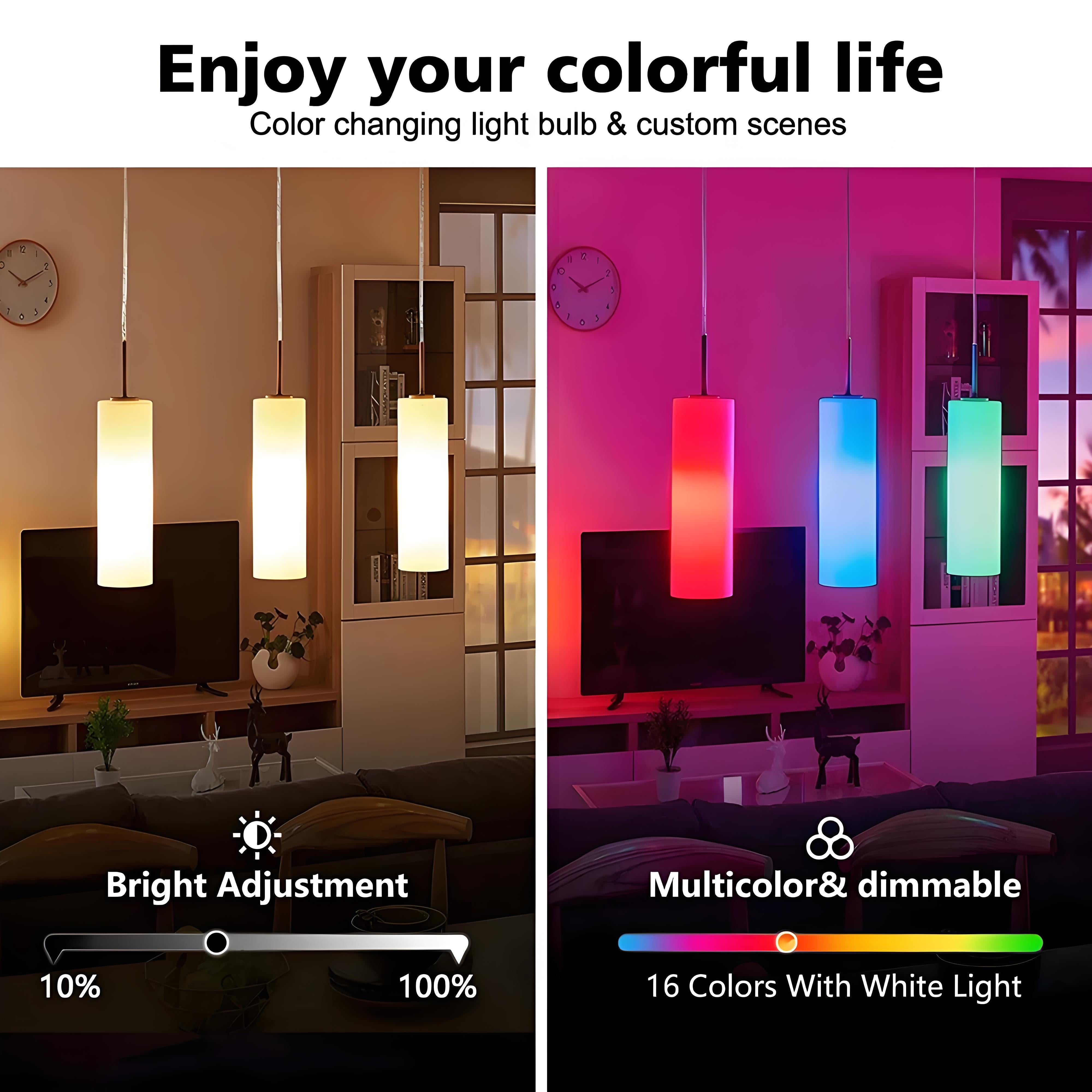 E27 RGB LED Bulb (1Pack)– Color-Changing Smart Light with Remote, Energy-Saving Ambient Globe Lamp (Plastic & Aluminum Housing)