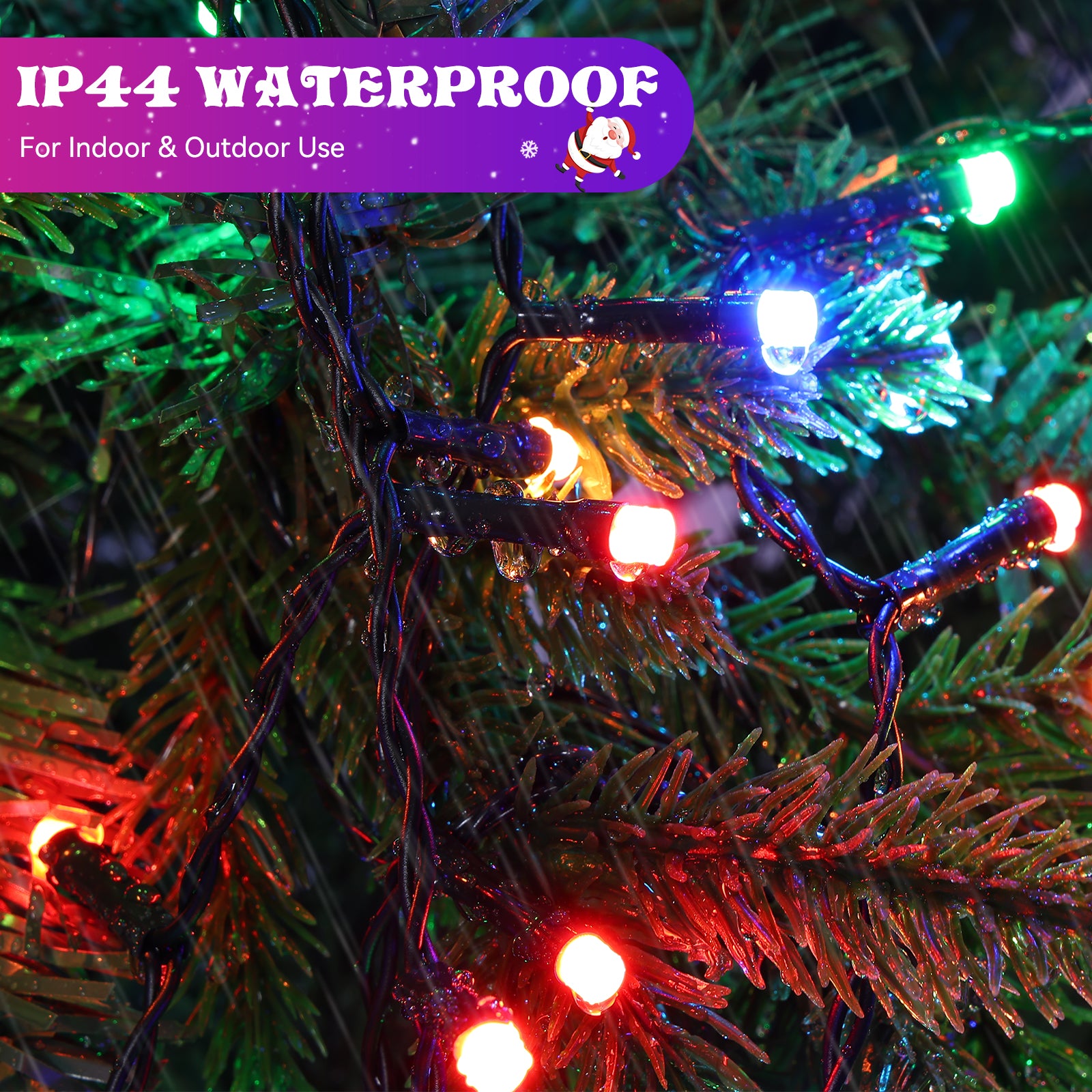 IP44 Waterproof Smart Christmas Tree String Lights - Quntis 400 LED (2.8m x 10 Lines), App Control with DIY, Music Sync, Flashing Colors & Timer