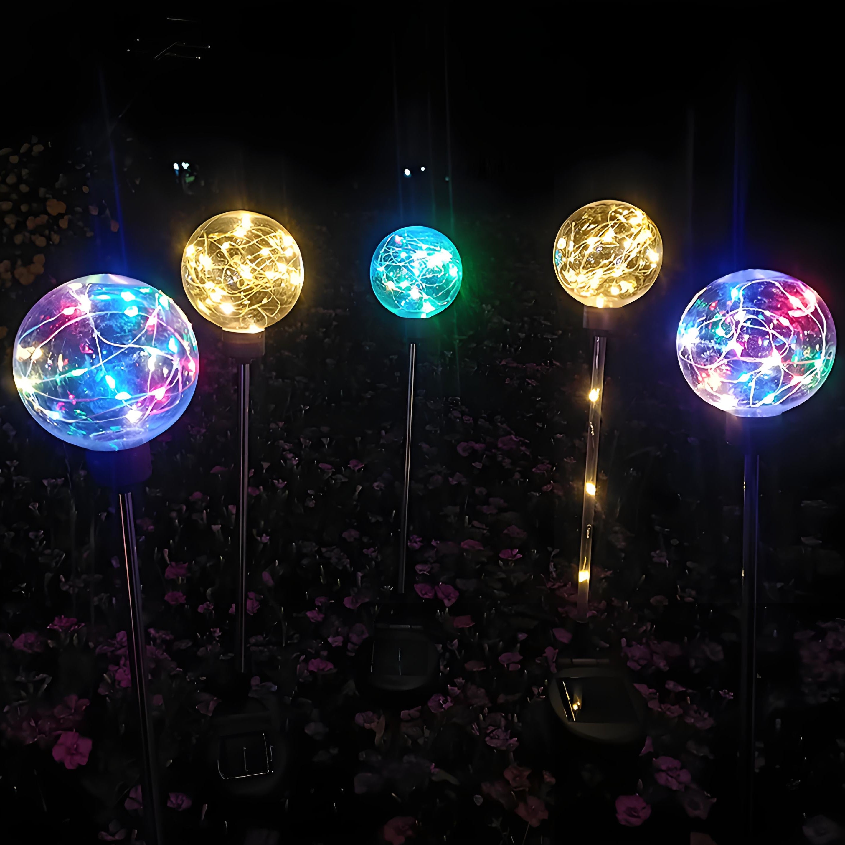 Glowing Copper Wire Lawn Lights – Solar-Powered Garden Stake Lights for Villa, Patio & Outdoor Decor, Decorative LED Ball Christmas Stake Lights, 1 Piece