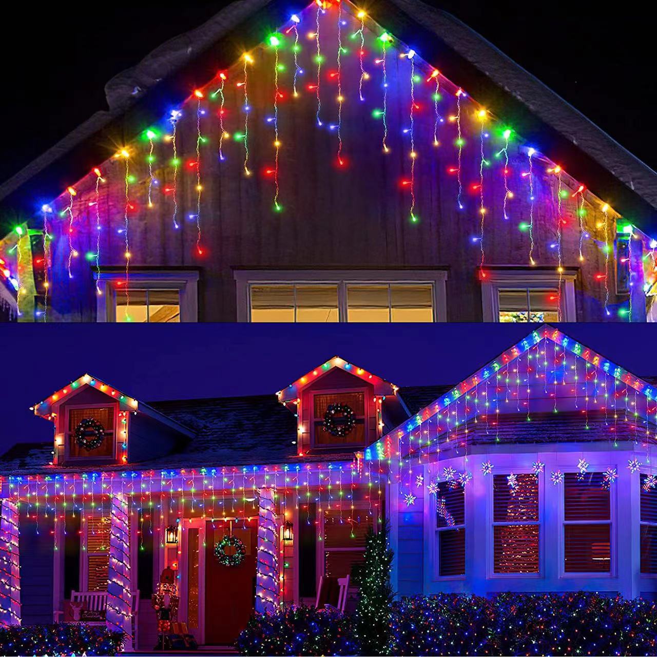 Quntis 19.7フィート 150 LED ソーラーカーテンライト – アウトドアホリデー&クリスマスデコレーション用のきらめくフェアリーライト
