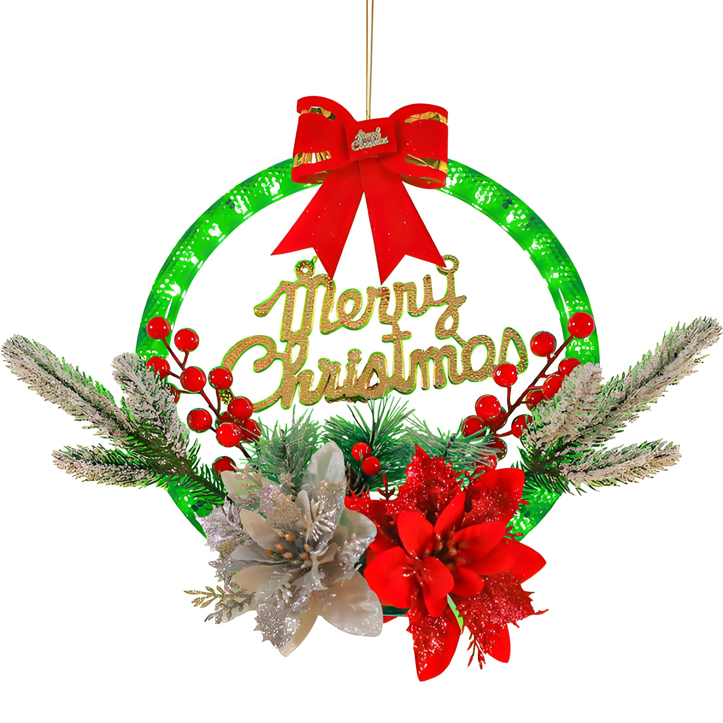Battery-Powered LED Christmas Wreath Lights, Illuminated Door, Window, Indoor Holiday Decoration, Christmas, Living Room, Wall