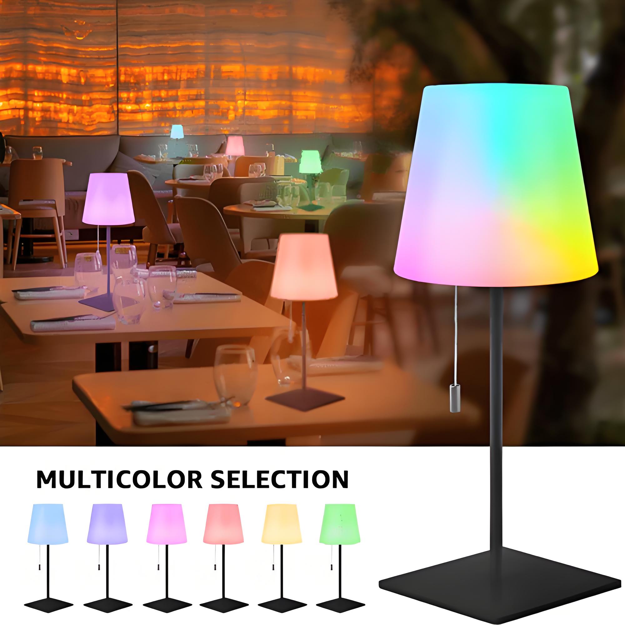Lâmpada RGB Sem Fios para Decoração de Pátio Exterior, Lâmpada de Chuveiro com Abajur à Prova de Água e Base de Metal