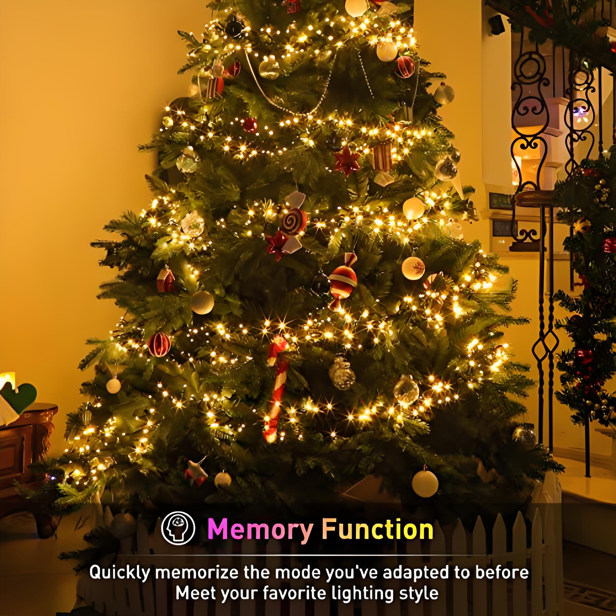 Quntis 760 LED Christmas Tree Lights – 25FT Warm White Cluster Lights, 8 Modes & Memory Function for Holiday Decor