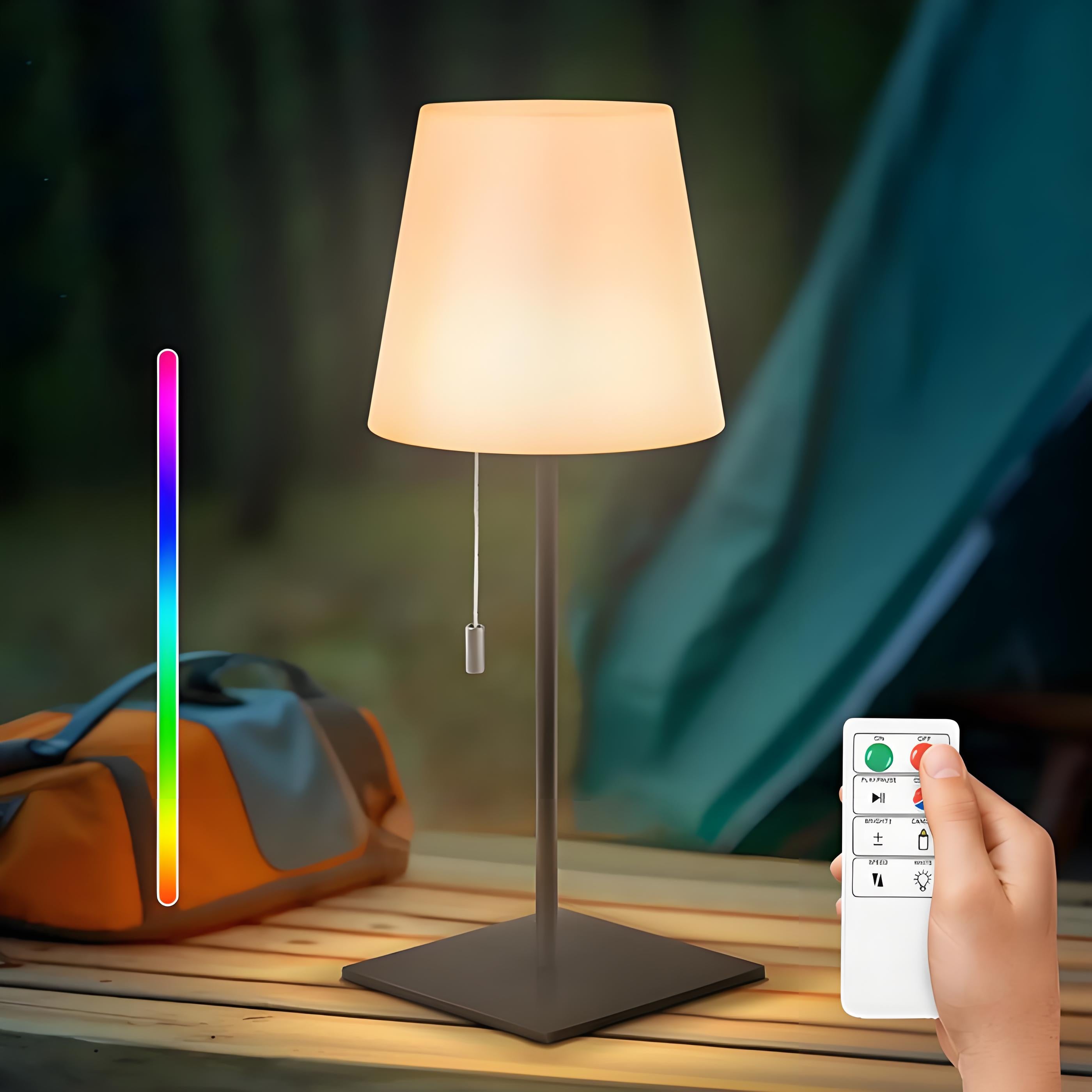 Lâmpada RGB Sem Fios para Decoração de Pátio Exterior, Lâmpada de Chuveiro com Abajur à Prova de Água e Base de Metal