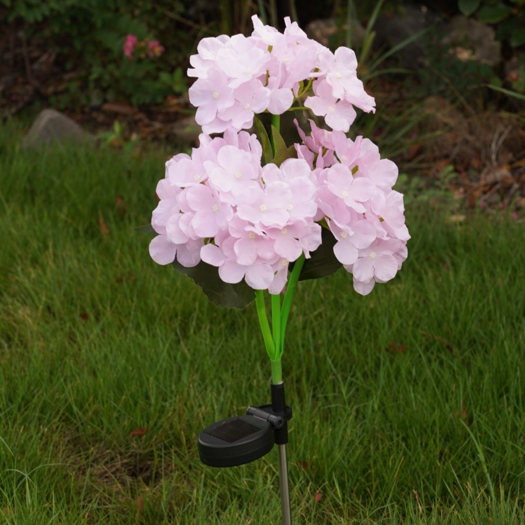 Solar Hydrangea LED Lights Outdoor (4 Pack), Waterproof Garden Decorative Lights, Realistic Flower Landscape Lights for Yard, Patio, Lawn, and Pathway