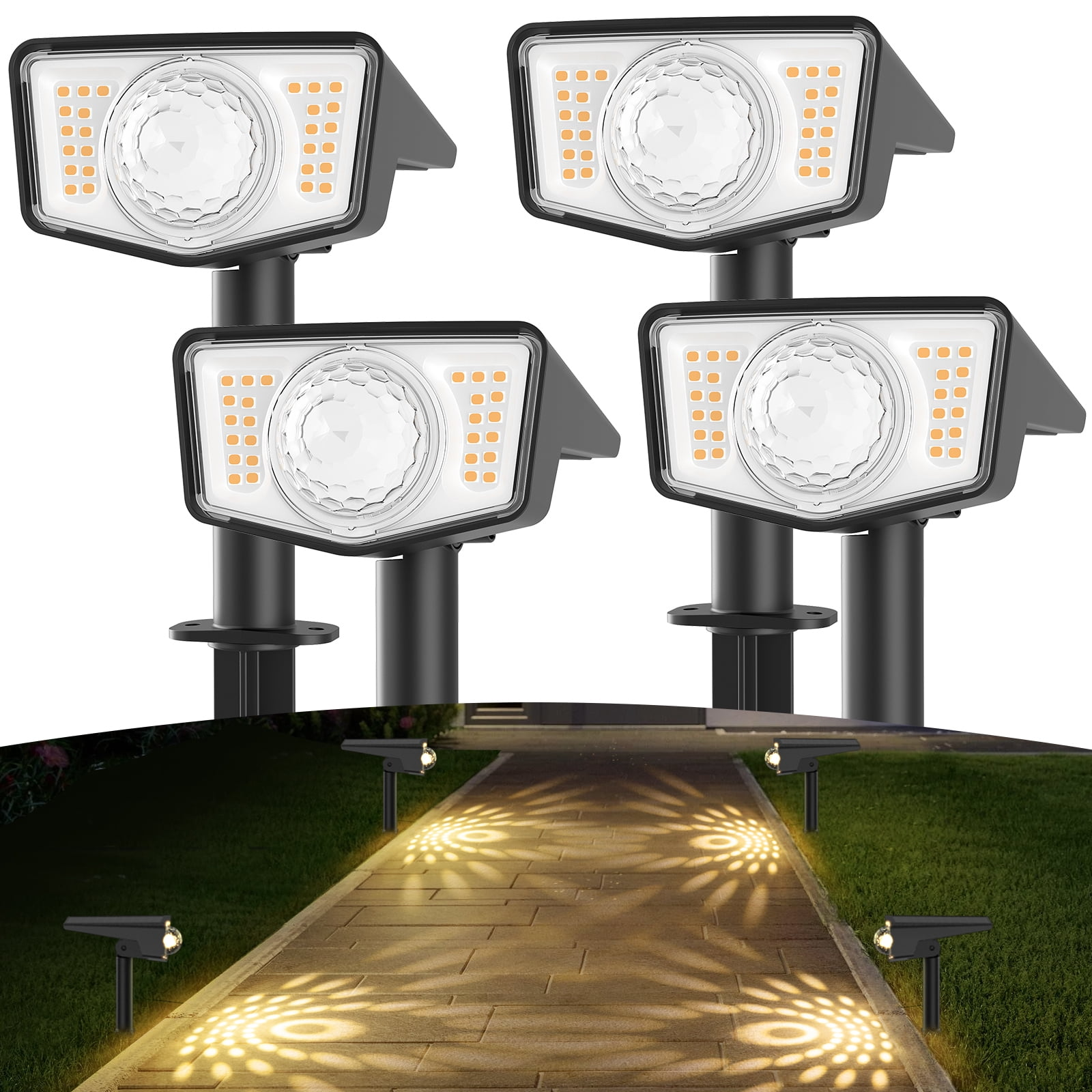 Focos exteriores LED 3000K blanco cálido, IP65 a prueba de agua, (paquete de 4)