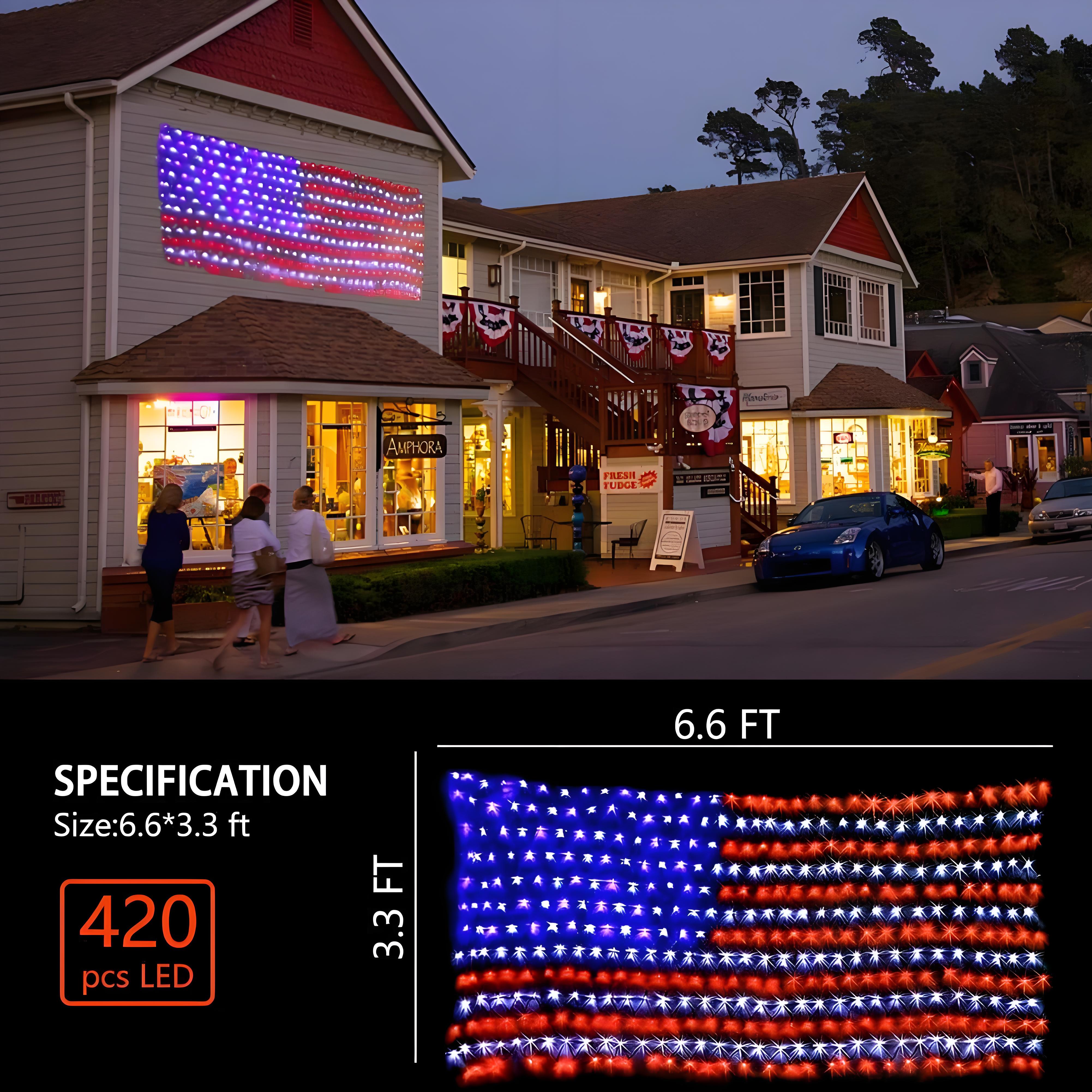 Waterproof LED American Flag Lights – Perfect for 4th of July, Memorial Day, Independence Day, Christmas, Garden, Yard, and Holiday Decorations