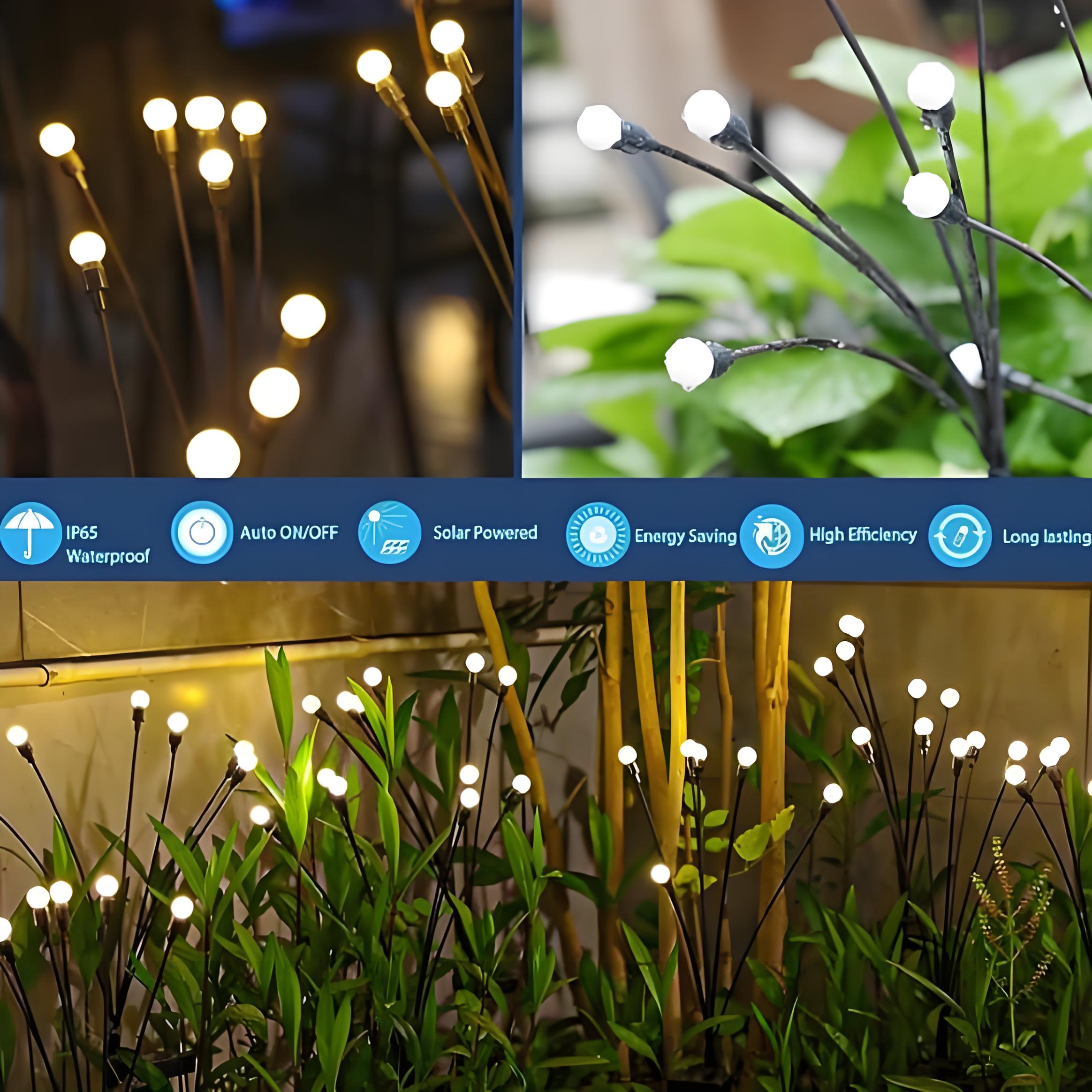 Quntis Swaying Solar Lights, Decorative Sway by Wind Firefly Lighting, High Flexibility Waterproof Ground Lights for Garden and Yard