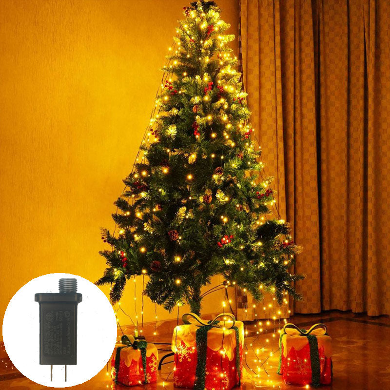 Quntis LED Ring Xmas Tree Topper Lights – Low Voltage Waterfall USB String Lights with Remote, Flowing Effect Holiday Tree Decoration, Indoor & Outdoor Christmas Lighting