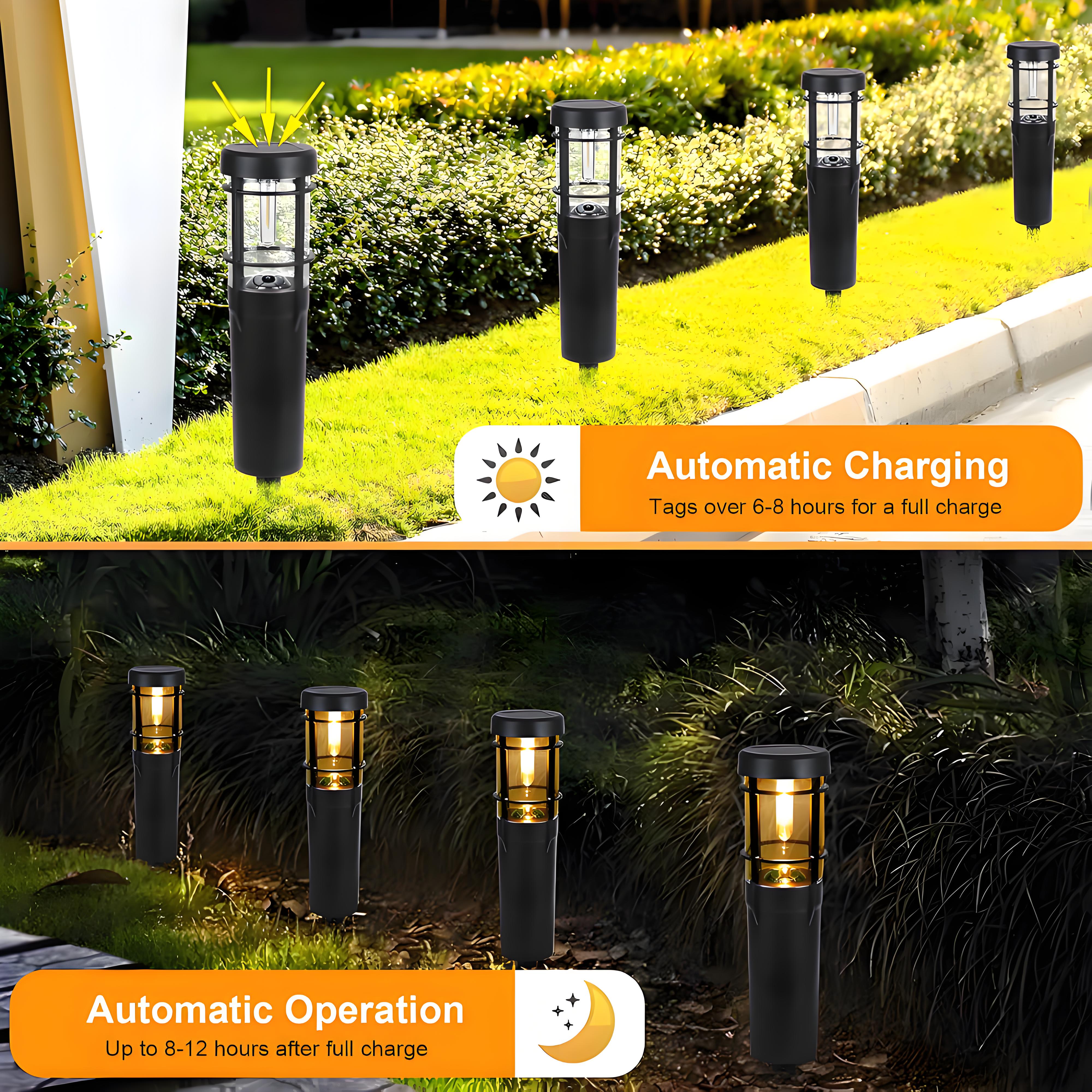 Quntis Solar Pathway Lights Outdoor, Waterproof Landscape Lights, Tungsten Filament Ground Stake Lights,IP65 Solar Garden Lights for Yard, Walkway, Driveway, Patio – Up to 14 Hrs Dusk-to-Dawn Lighting