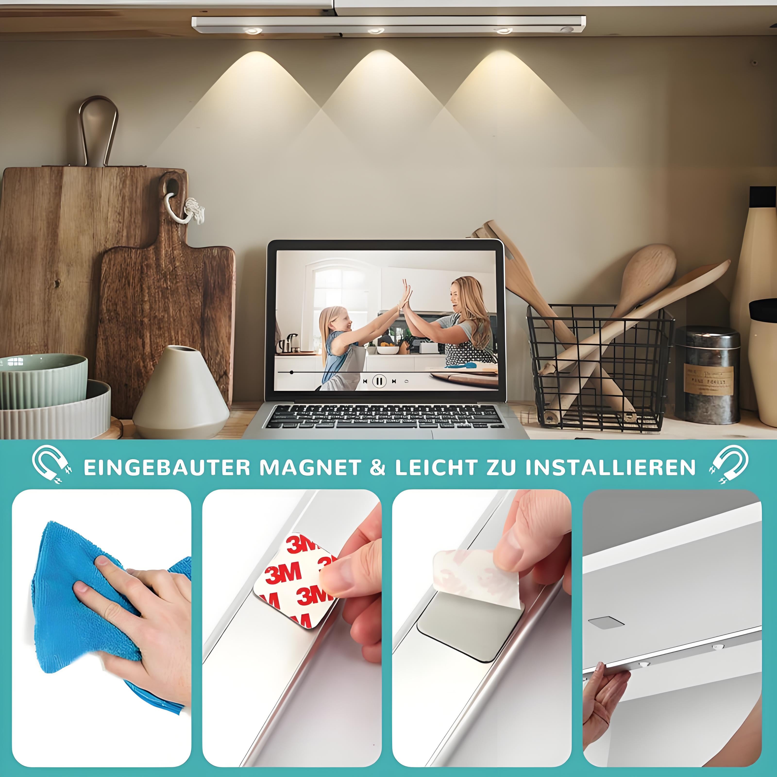 Smart Motion Sensor LED Cat Eye Hill Light Strip, Magnetic No-Drill Rechargeable Long Bar Night Light, Lights Up When Motion is Detected