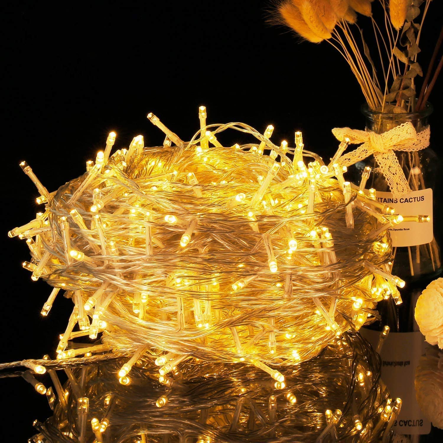 Quntis 32ft 100 LED String Lights – 8 Modes Twinkle Lights, Waterproof with Memory for Wedding & Christmas Decor