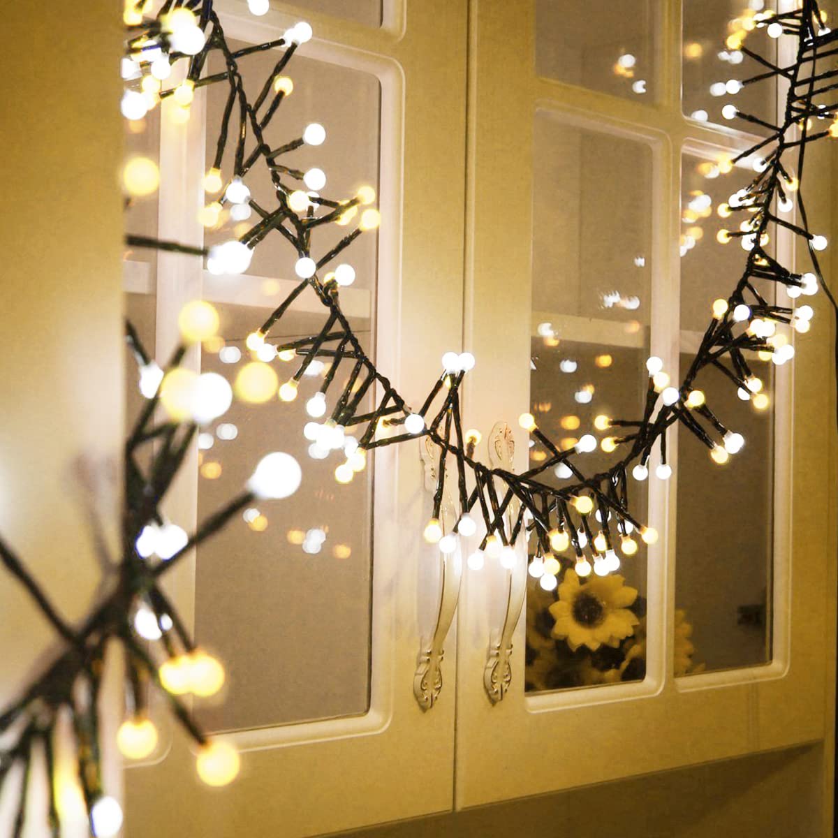 Quntis 400 LED 13FT Cluster Christmas Lights – 8 Modes, Waterproof, Connectable for Indoor & Outdoor Decor